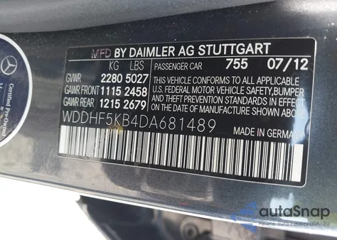 2013 Mercedes-Benz E 350 from USA, damaged, VIN WDDHF5KB4DA681489